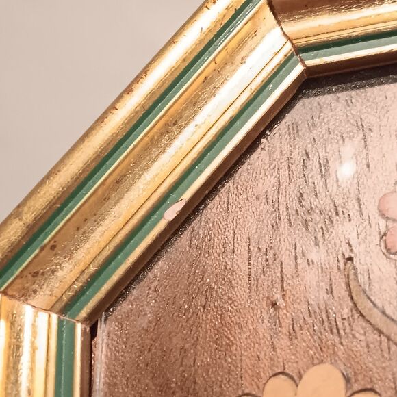 Vtg Mayflower Sorrento Inlaid Wood Framed Art-Floral-Octagonal-Marquetry-Italy - Picture 7 of 12